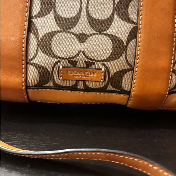 Coach Brown and Tan Signature Satchel - Picture 2 of 14
